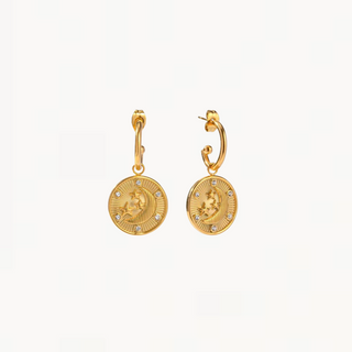 Moon Star Embossed Earring